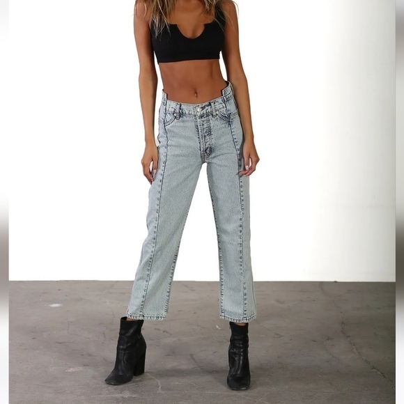 REVICE Denim - Revice Gemini Acid Washed Rigid Denim Jeans 26 Pieced High-waist Ankle Straight
